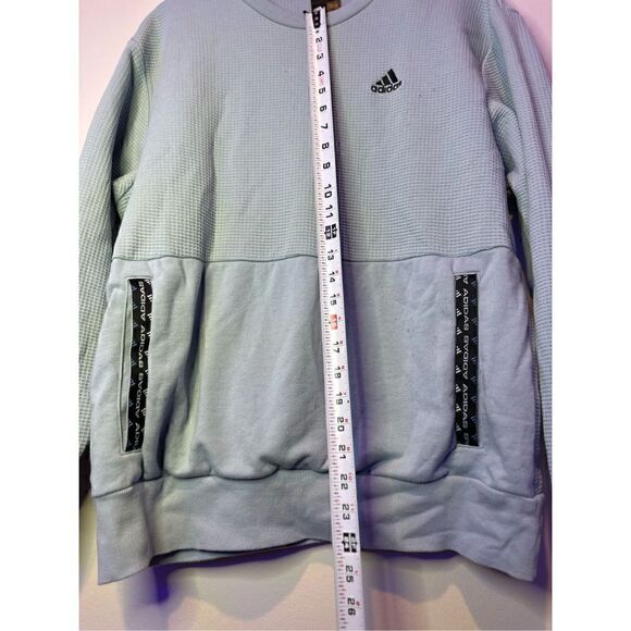ADIDAS POSTGAME LITE WAFFLE CREW SWEATSHIRT MEN’S MEDIUM LIGHT BLUE - Picture 4 of 6